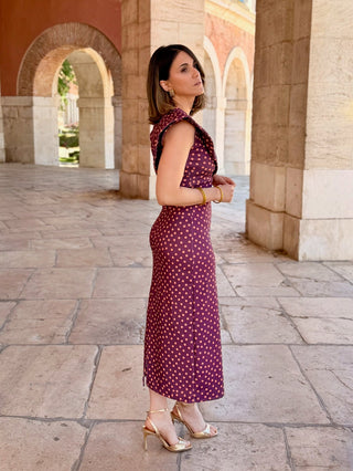 Vestido midi  lunares malva  | Camila