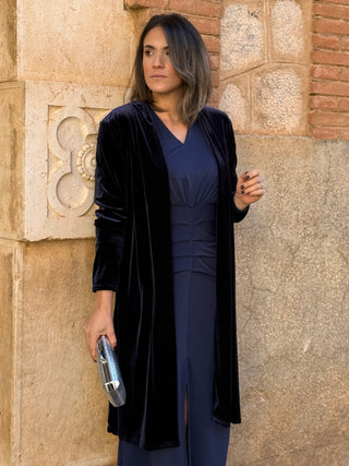 Abrigo fiesta terciopelo azul marino | Dinamarca