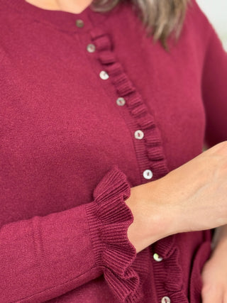 Chaqueta punto volantes burdeos | Chiara