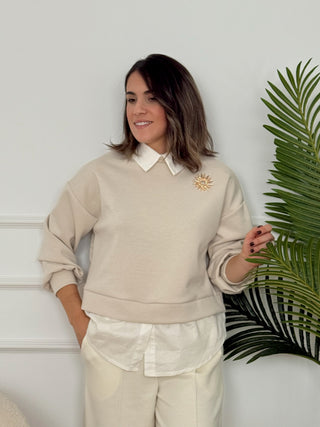 Sudadera camisera con detalle joya | Paris