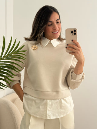 Sudadera camisera con detalle joya | Paris