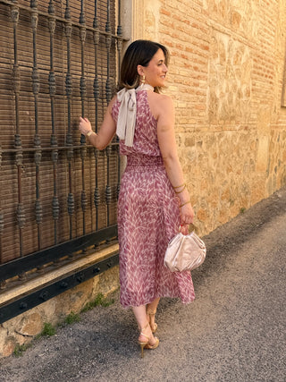 Vestido gasa beige | Bianca
