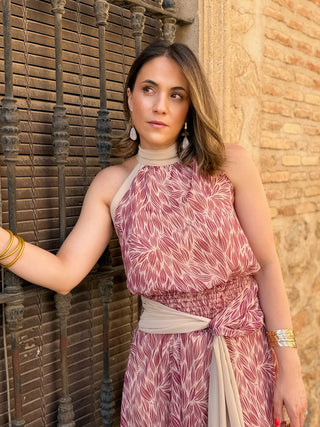 Vestido gasa beige | Bianca