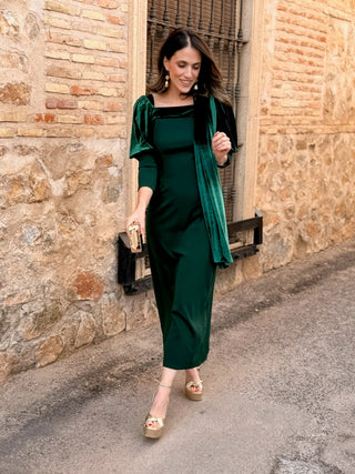 Vestido midi verde botella | Esmeralda