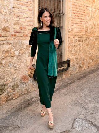 Vestido midi verde botella | Esmeralda