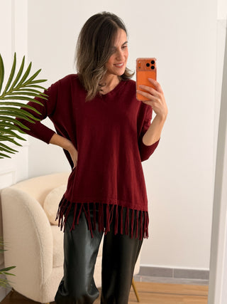 Jersey burdeos con flecos | Chiara