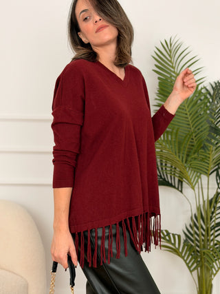 Jersey burdeos con flecos | Chiara
