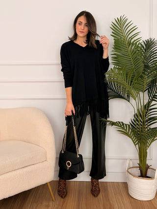 Jersey negro con flecos | Chiara