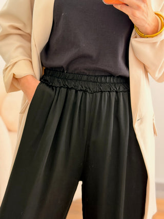 Pantalón bombacho satinado negro | Bryan