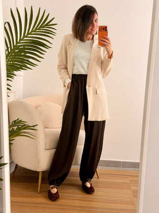 Pantalón bombacho satinado marrón  | Bryan