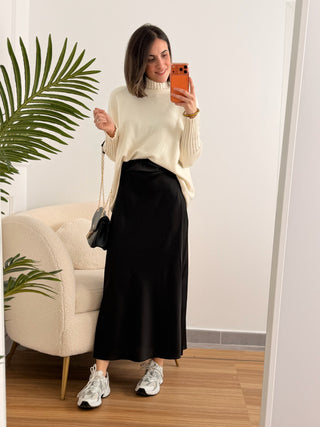 Falda satinada negra | Thelma
