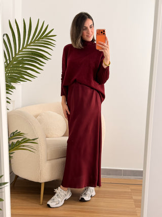 Falda satinada burdeos  | Thelma