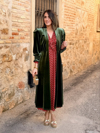 Abrigo fiesta terciopelo verde | Milán