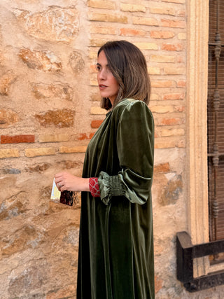Abrigo fiesta terciopelo verde | Milán