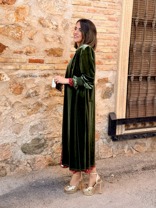 Abrigo fiesta terciopelo verde | Milán