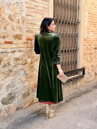 Abrigo fiesta terciopelo verde | Milán