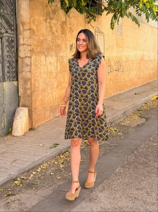 Vestido verde com bordado em relevo | Tribal 