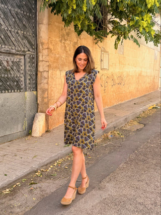 Vestido verde com bordado em relevo | Tribal 
