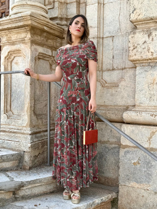 Vestido midi escote bardot | Moon
