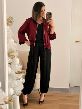 Bomber satinada burdeos | Harper