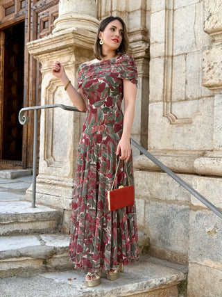 Vestido midi escote bardot | Moon