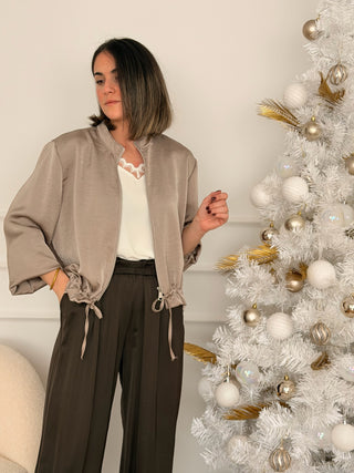 Bomber satinada perla | Harper