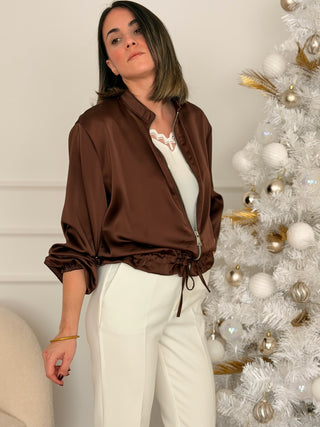 Bomber satinada marrón  | Harper