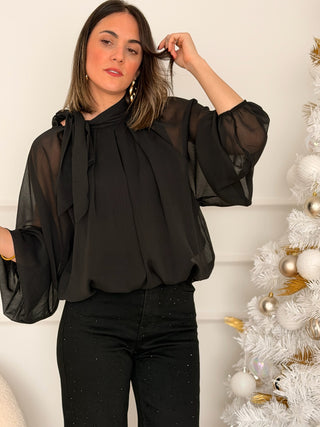 Blusa gasa negra | Flor
