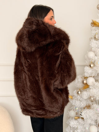 Abrigo pelo sintético marrón | Lessi