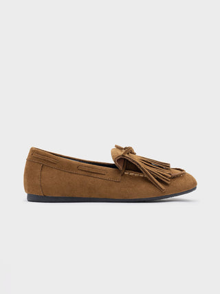Mocasines Serraje Camel con Flecos y Lazo