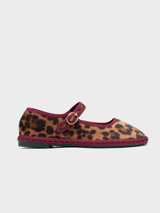 Bailarinas Leopardo con Hebilla Burdeos