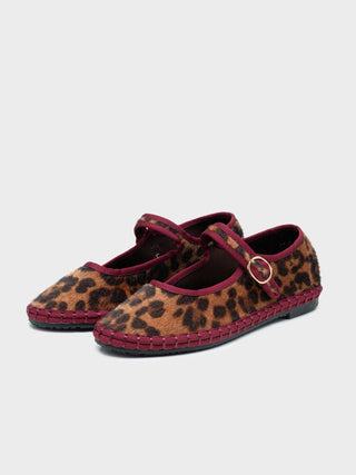 Bailarinas Leopardo con Hebilla Burdeos
