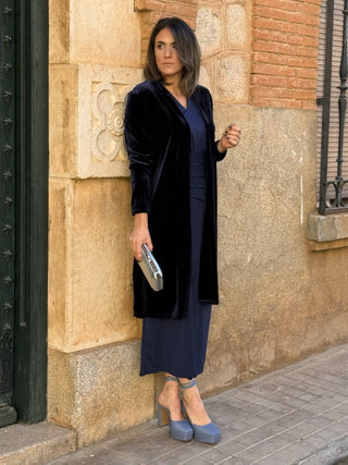 Abrigo fiesta terciopelo azul marino | Dinamarca - Alalá Moda Mujer