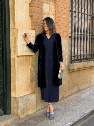 Abrigo fiesta terciopelo azul marino | Dinamarca - Alalá Moda Mujer