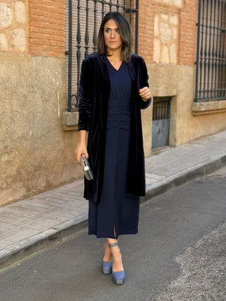 Abrigo fiesta terciopelo azul marino | Dinamarca - Alalá Moda Mujer