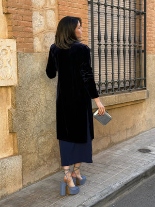 Abrigo fiesta terciopelo azul marino | Dinamarca - Alalá Moda Mujer