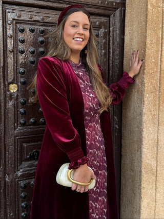 Abrigo fiesta terciopelo Burdeos | Milán - Alalá Moda Mujer