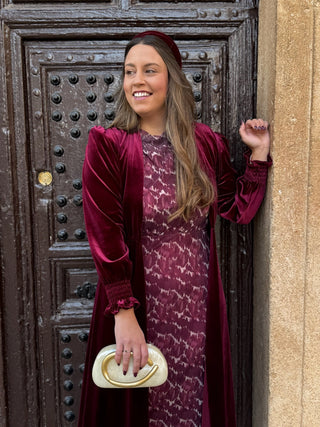 Abrigo fiesta terciopelo Burdeos | Milán - Alalá Moda Mujer