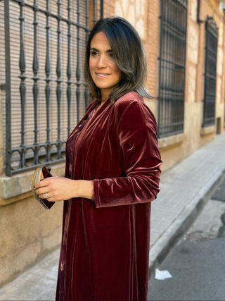 Abrigo fiesta terciopelo castaño | Dinamarca - Alalá Moda Mujer