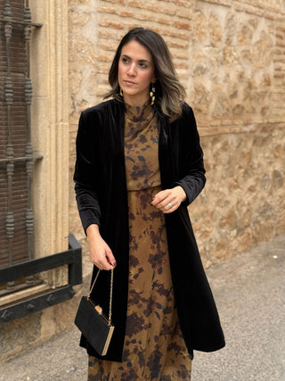 Abrigo fiesta terciopelo negro | Dinamarca - Alalá Moda Mujer