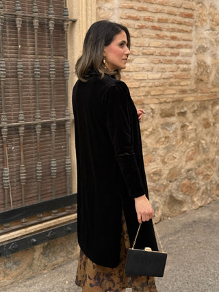 Abrigo fiesta terciopelo negro | Dinamarca - Alalá Moda Mujer