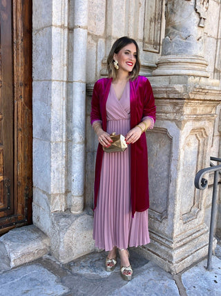 Abrigo fiesta tercipelo fucsia | Dinamarca - Alalá Moda Mujer