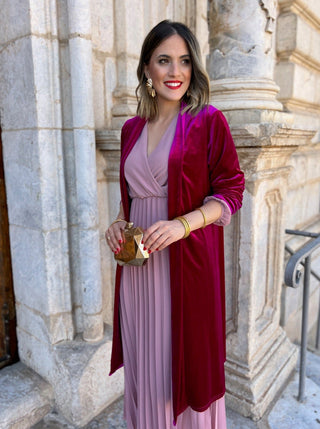 Abrigo fiesta tercipelo fucsia | Dinamarca - Alalá Moda Mujer