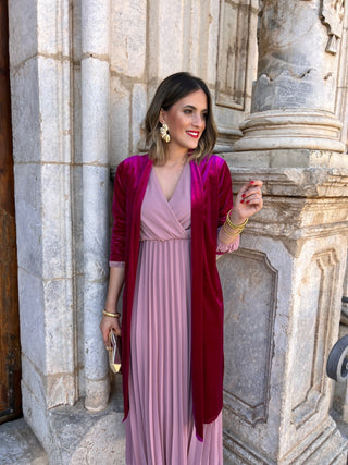 Abrigo fiesta tercipelo fucsia | Dinamarca - Alalá Moda Mujer