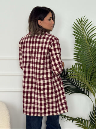 Abrigo pata de gallo burdeos | Muli - Alalá Moda Mujer