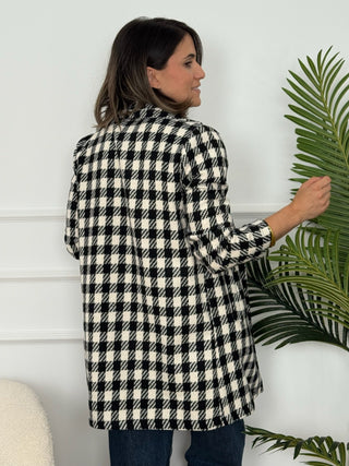 Abrigo pata de gallo negro | Muli - Alalá Moda Mujer