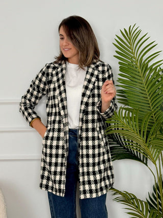 Abrigo pata de gallo negro | Muli - Alalá Moda Mujer