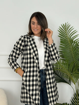 Abrigo pata de gallo negro | Muli - Alalá Moda Mujer