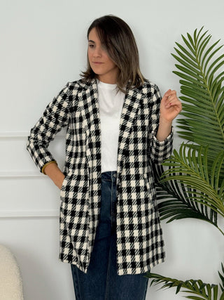Abrigo pata de gallo negro | Muli - Alalá Moda Mujer