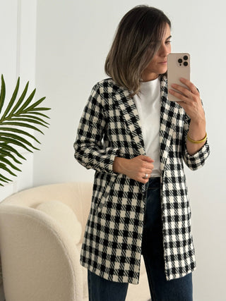 Abrigo pata de gallo negro | Muli - Alalá Moda Mujer